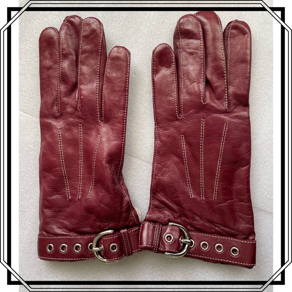Coach Vintage circa 2000’s all Leather w Cashmere lining sz 7.5 - Picture 1 of 7